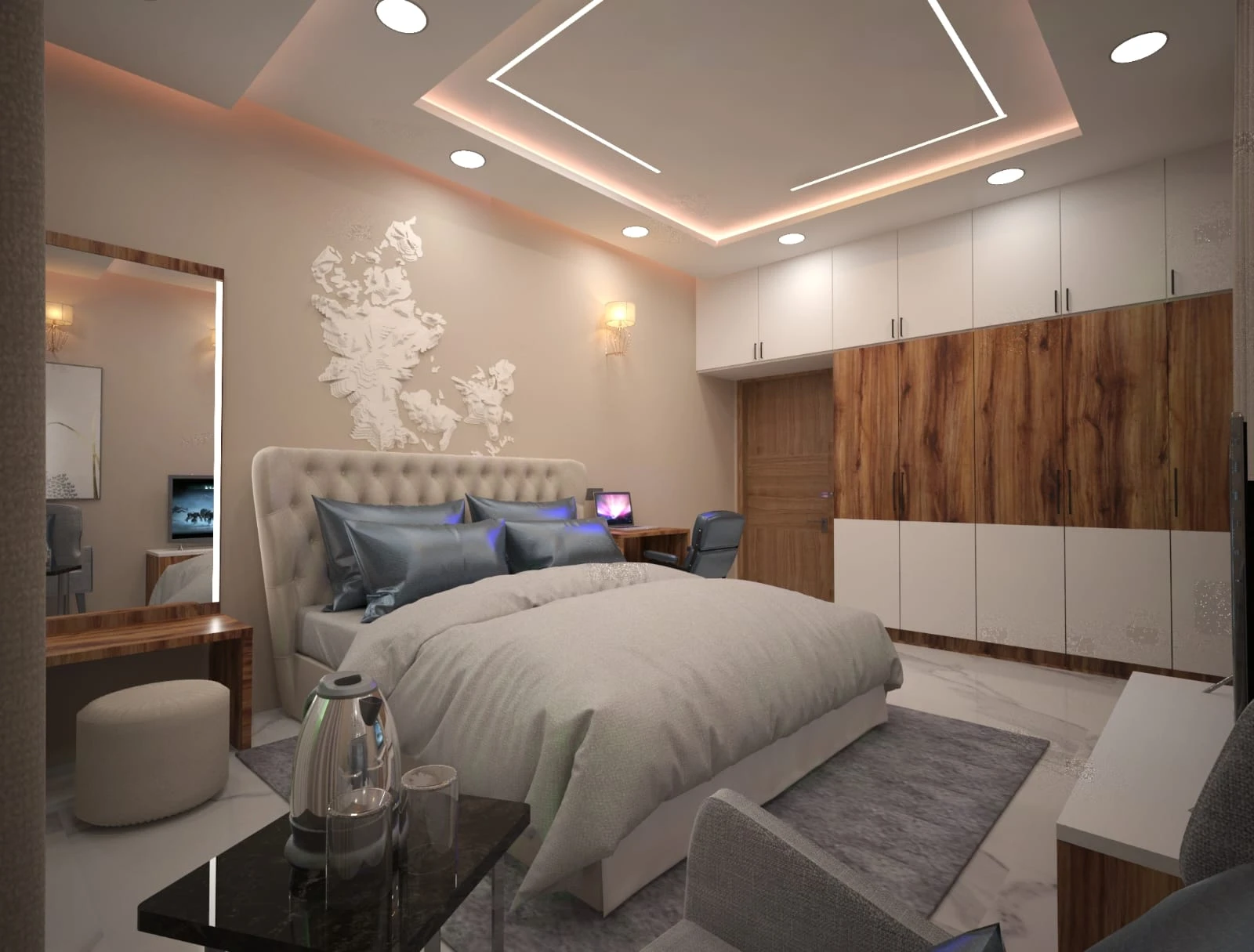 Modern Bedroom 3D Render